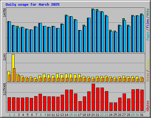 Daily usage for March 2025