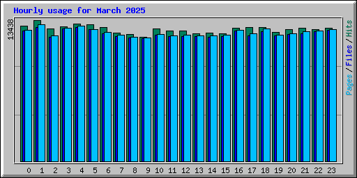 Hourly usage for March 2025